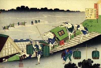 Série sta básní od sta básníků: ""Fujiwara no Michinobu Ason"" Malé kajuty sedanů - tisk Katsushika Hokusai (1760-1849) (škola ukiyo-e) kolem roku 1830 Státní Ermitáž Petrohrad od Katsushika Hokusai