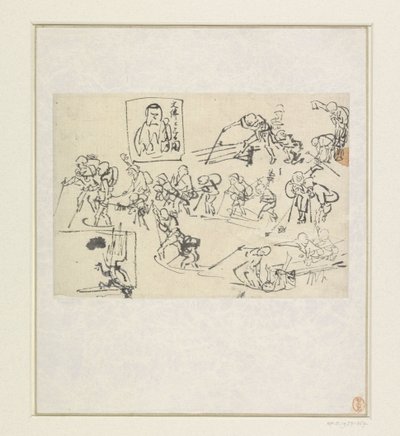 Náčrtky Shishi od Katsushika Hokusai