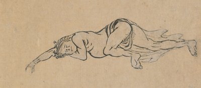 Spící muž, konec 18.-začátek 19. století. od Katsushika Hokusai