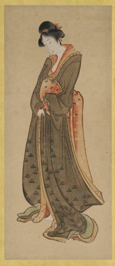 Stojící postava vysoké dívky, konec 18.-začátek 19. století. od Katsushika Hokusai