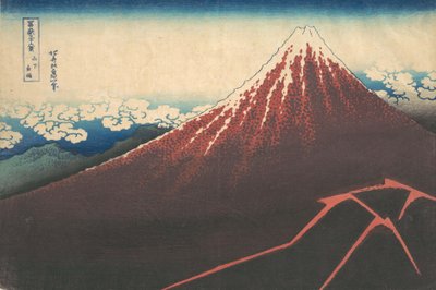 Bouře pod horou Fuji Sanka no haku u, ze série Třicet šest pohledů na horu..., ca. 1830-32. od Katsushika Hokusai