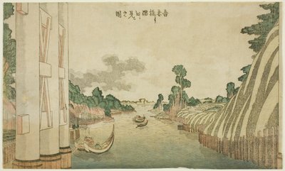 Řeka Sumida při pohledu z mostu Azuma (Azumabashi yori Sumida wo miru no zu), ze skupiny krajin západního stylu od Katsushika Hokusai