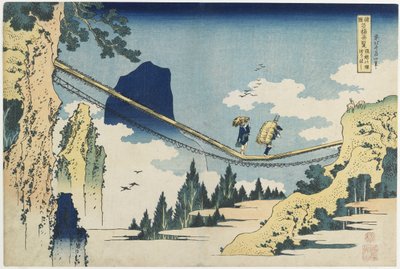 „Závěsný most mezi provinciemi Hida a Etchu“ od Katsushika Hokusai