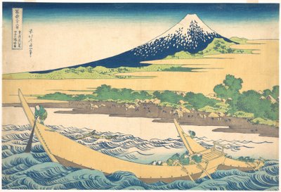 Zátoka Tago u Ejiri na cestě Tōkaidō (Tōkaidō Ejiri Tago no ura ryaku zu), ze série „Třicet šest pohledů na horu Fuji“ (Fugaku sanjūrokkei) od Katsushika Hokusai