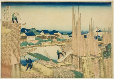 Tachikawa v Honjo (Honjo Tachikawa), ze série s ``Tierty Mr. x Vie ws of mount Fuji (Fugaku Usaju Rokukatsu)