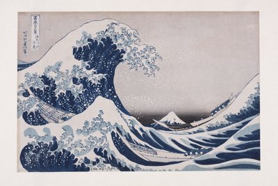 The Hollow of the Deep Sea Wave off Kanagawa (Kanagawa-oki nami ura) (barevný dřevotisk) od Katsushika Hokusai