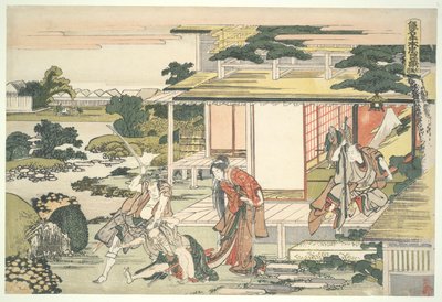 Loajální liga čtyřiceti sedmi R?nin (Ch?shingura), dějství VII: Scéna z čajovny. Jak iriki Heiyemon vytahuje špióna Kudaye? od Katsushika Hokusai