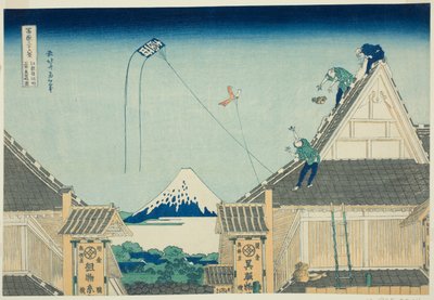 Kotosurugacho Mitsui Mise Ryakuzu, z Teirtyushi ze zámku Fuji)“ od Katsushika Hokusai