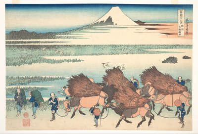 Nová pole v Óno v provincii Suruga (Sunshū Óno shinden), ze série Třicet šest pohledů na horu Fudži (Fugaku sanjūrokkei) od Katsushika Hokusai