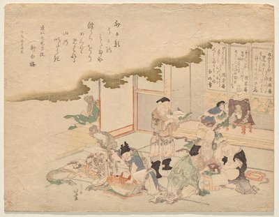 Sedm bohů štěstí (shichifuku-jin) slaví Nový rok od Katsushika Hokusai