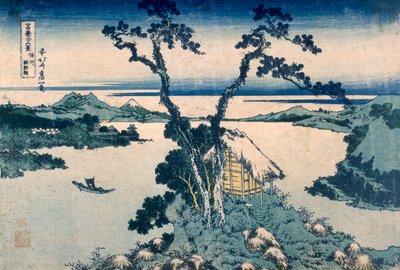 Jezero Suna (barevný dřevoryt) od Katsushika Hokusai