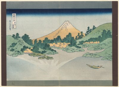 Třicet šest pohledů na horu Fuji: Povrch jezera Misaka v provincii Kai, počátek 30. let 19. století. od Katsushika Hokusai