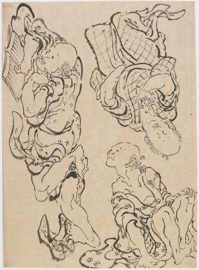 Tři postavy, konec 18.-začátek 19. století. od Katsushika Hokusai