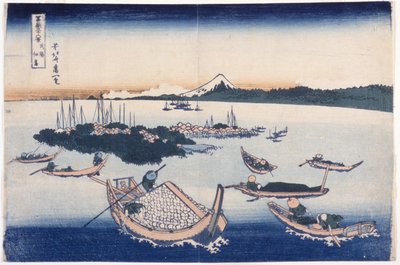 Ostrov Tsukuda v provincii Musashi (barevný dřevořez) od Katsushika Hokusai