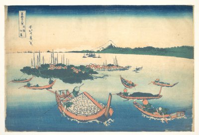 Tsukudajima v provincii Musashi (Buyō Tsukudajima), ze série „Třicet šest pohledů na horu Fuji“ (Fugaku sanjūrokkei) od Katsushika Hokusai