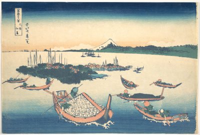 Tsukudajima v provincii Musashi (Buyō Tsukudajima), ze série „Třicet šest pohledů na horu Fuji“ (Fugaku sanjūrokkei) od Katsushika Hokusai