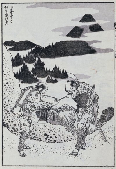 Dva muži z mangy (barevný dřevoryt) od Katsushika Hokusai