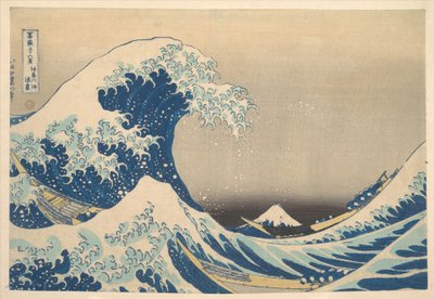 Pod vlnou u Kanagawy (Kanagawa oki nami ura), známé také jako Velká vlna, ze série Třicet šest pohledů na horu Fudži (Fugaku sanjūrokkei) od Katsushika Hokusai