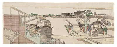 Vykládka bonito určeného k prodeji od Katsushika Hokusai