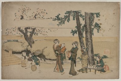Žena kolem obchodu poblíž Oji, počátek 19. století. od Katsushika Hokusai