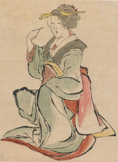 Žena obrácená doprava, vábící, konec 18.-začátek 19. století. od Katsushika Hokusai