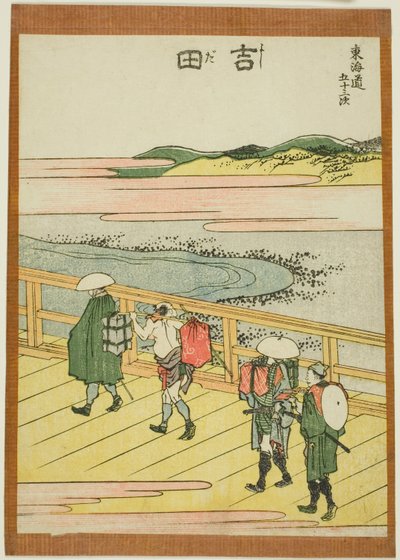 Yoshida, ze série "Padesát tři stanic Tokaida (Tokaido gojusan tsugi)" od Katsushika Hokusai