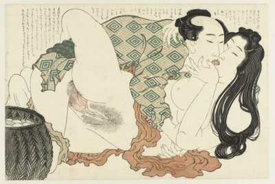 Líbání rybář a potápěč Rostlina Adonis (název série) Fukujuso (název série) od Katsushika Hokusai