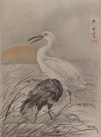 Jeřáby v Marsh, ca. 1887. od Kawanabe Kyosai