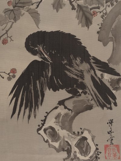 Vrána na větvi, ca. 1887. od Kawanabe Kyosai