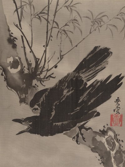 Vrána na větvi, ca. 1887. od Kawanabe Kyosai
