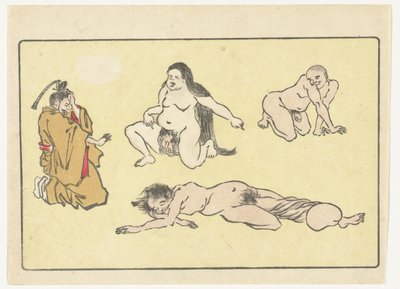 Klečící dvořan The Big Tail (název série) od Kawanabe Kyosai