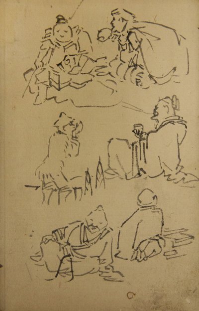 Náčrtky východoasijských legendárních postav, konec 19. století. od Kawanabe Kyosai