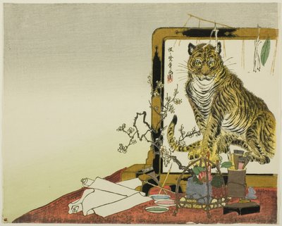 Stojící zástěna (Tsuitate) tygra od Kawanabe Kyosai