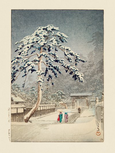 Ikegami Honmonji (Chrám Honmon v Ikegami) (1931) od Kawase Hasui