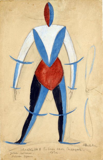 Letec. Kostýmní návrh opery Vítězství nad sluncem A. Kruchenych par Malevich, Kasimir Severinovič (1878-1935) od Kazimir Severinovich Malevich
