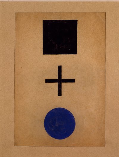Suprematismus: čtverec, kříž, kruh Kvašový obraz od Kazimira Maleviče (Malevich, Malevich) (1878-1935) 1919-1920 Soukromá sbírka od Kazimir Severinovich Malevich