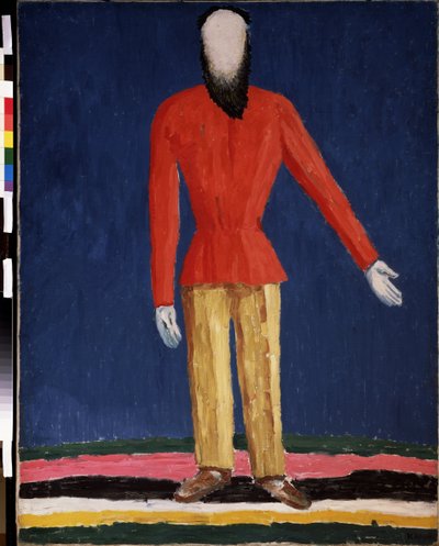 Sedlák (Sedlák). Reprezentace vousatého muže s červenou košilí). Obraz Kazimira Severinoviče Maleviče (Malevich, Malevic) (1878-1935), olej na plátně od Kazimir Severinovich Malevich
