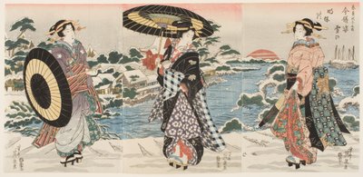 Moderní postavy za úsvitu za zasněženého dne (Imayō sugata yuki no akebono) od Keisai (1790-1848) Eisen