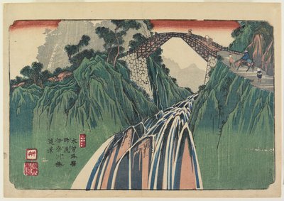 č. 41, Nojiri: Pohled do dálky na most přes řeku Ina, 1835-38 od Keisai Eisen