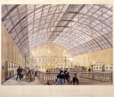 Interiér nádraží Charing Cross ukazující vlaky a železnou střechu, Londýn, c1890 od Kell Brothers