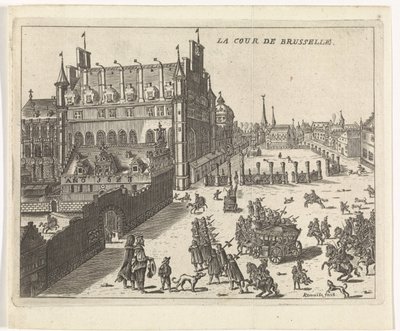 Pohled na dvůr v Bruselu, 1673. La cour de Brusselle (název na objektu) od Kemnitz