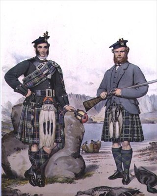 Kilted lovci z Hebrid, vyryto Vincentem Brooksem, kolem roku 1868 (litho) od Kenneth (after) Macleay