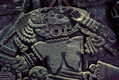 Amerika; archeologie; Mexiko; Templo Mayor; Velký chrám Aztéků; Coyolxauqui, 2010 (foto) od Kenneth Garrett