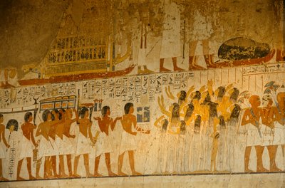 Malovaný výjev truchlících; Ramoseho hrobka; vezír za Amenhotepa III. a Achnatona, 2009 (foto) od Kenneth Garrett