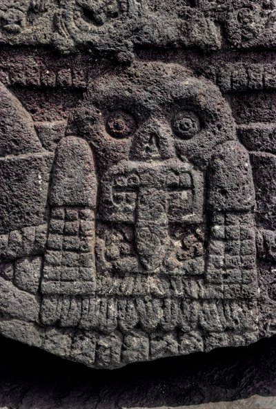 Řezba lebky a hada, Tenochtitlan, Templo Mayor, Aztékové, Mexiko, Mexico City, Gr..., 2010 (foto) od Kenneth Garrett