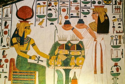 Nefertariina hrobka; Nefertari nabízí víno skupině šlechticů; Egypt, Údolí... od Kenneth Garrett