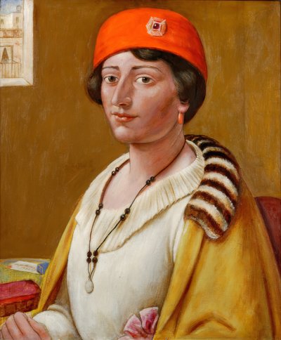 Červený turban od Kenneth Hayes Miller