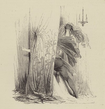 Othello zabíjející Desdemonu, dějství IV, scéna II (rytina) od Kenny Meadows