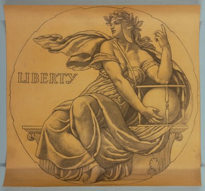 Liberty, kreslený film pro mozaiku v rotundě státního kapitolu ve Wisconsinu od Kenyon Cox