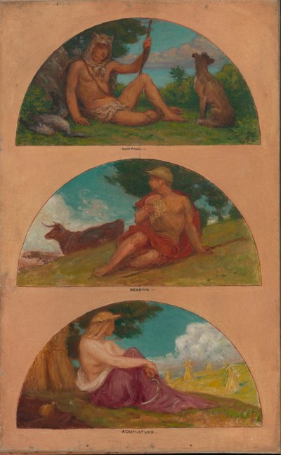Pokrok civilizace: Lov, pastevectví, zemědělství..., 1905-1906. od Kenyon Cox